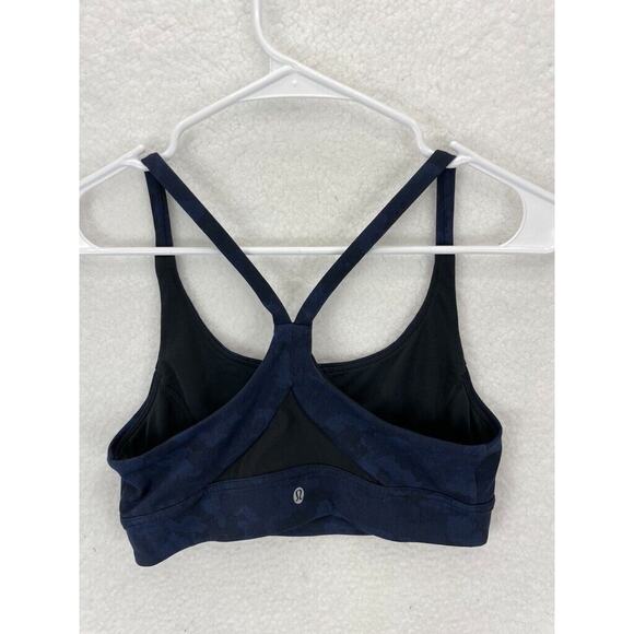 Lululemon Train Times Sports Bra Heathered Navy‎ Blue Mesh Back 8 Camouflage - Picture 5 of 7